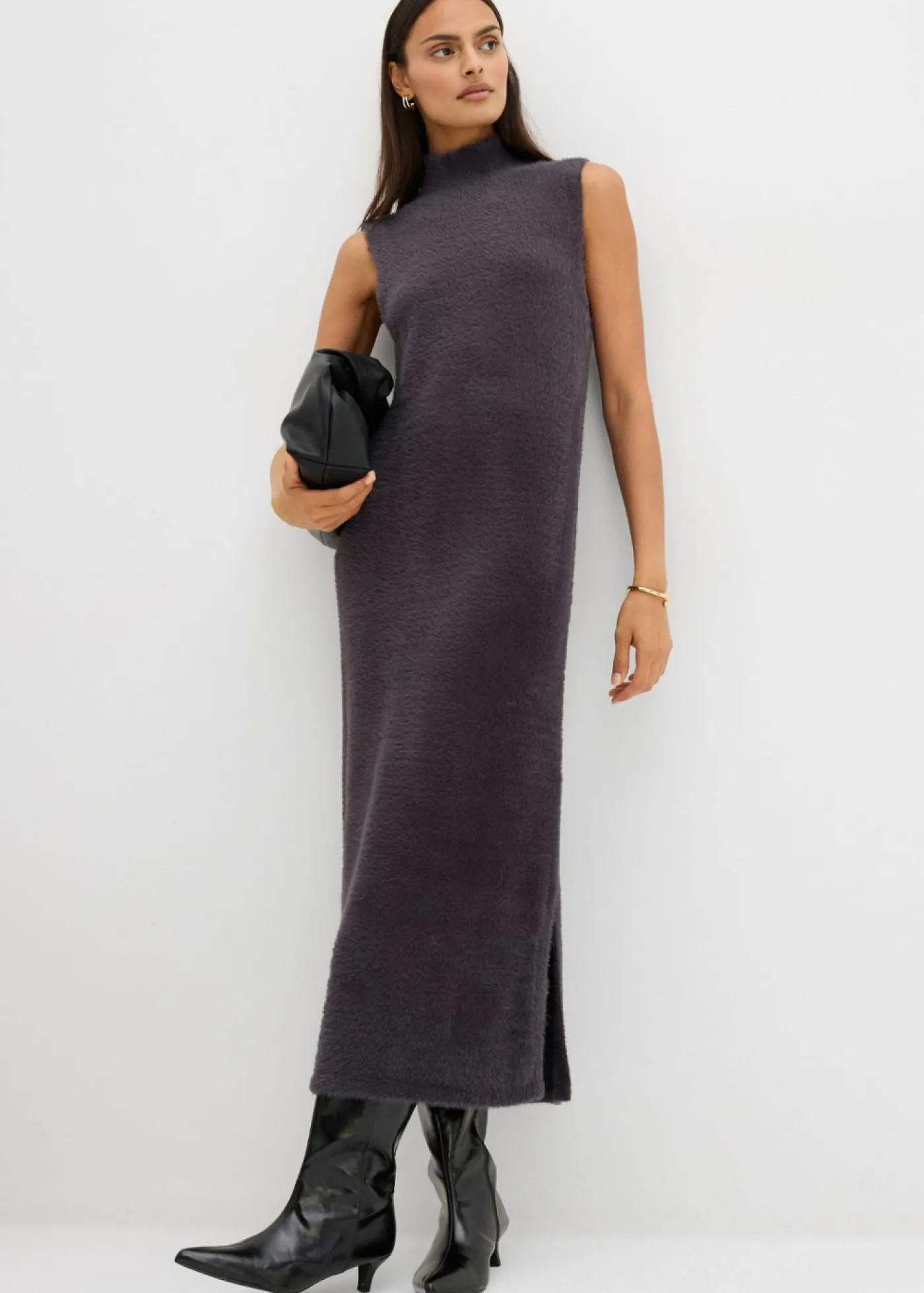 bonprix bonprix Esenciales|Vestidos>Vestido de punto de mezcla de viscosa Antracita jaspeado