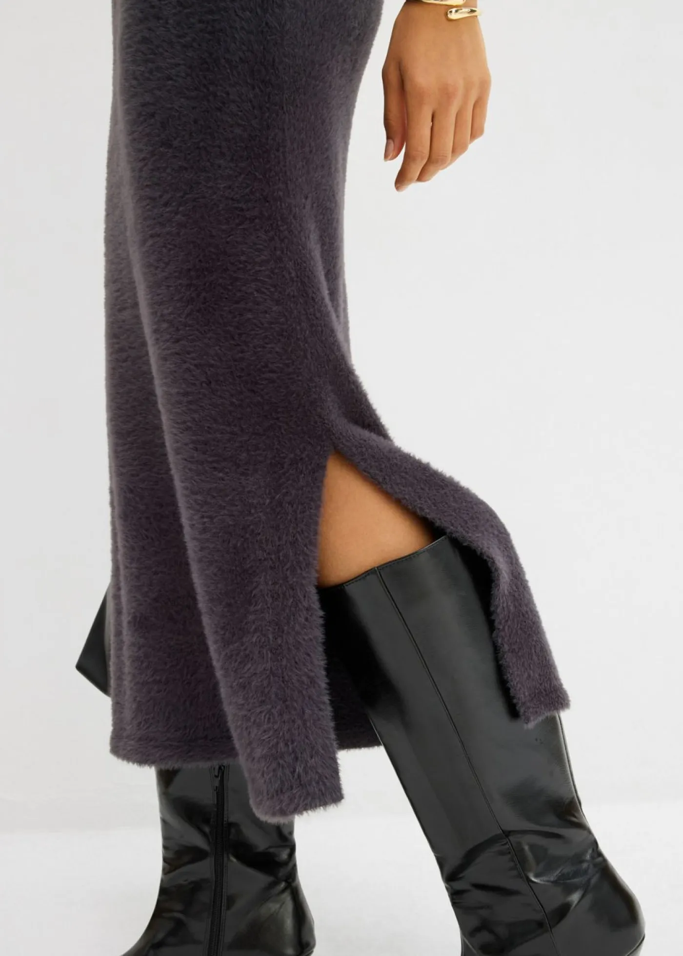 bonprix bonprix Esenciales|Vestidos>Vestido de punto de mezcla de viscosa Antracita jaspeado