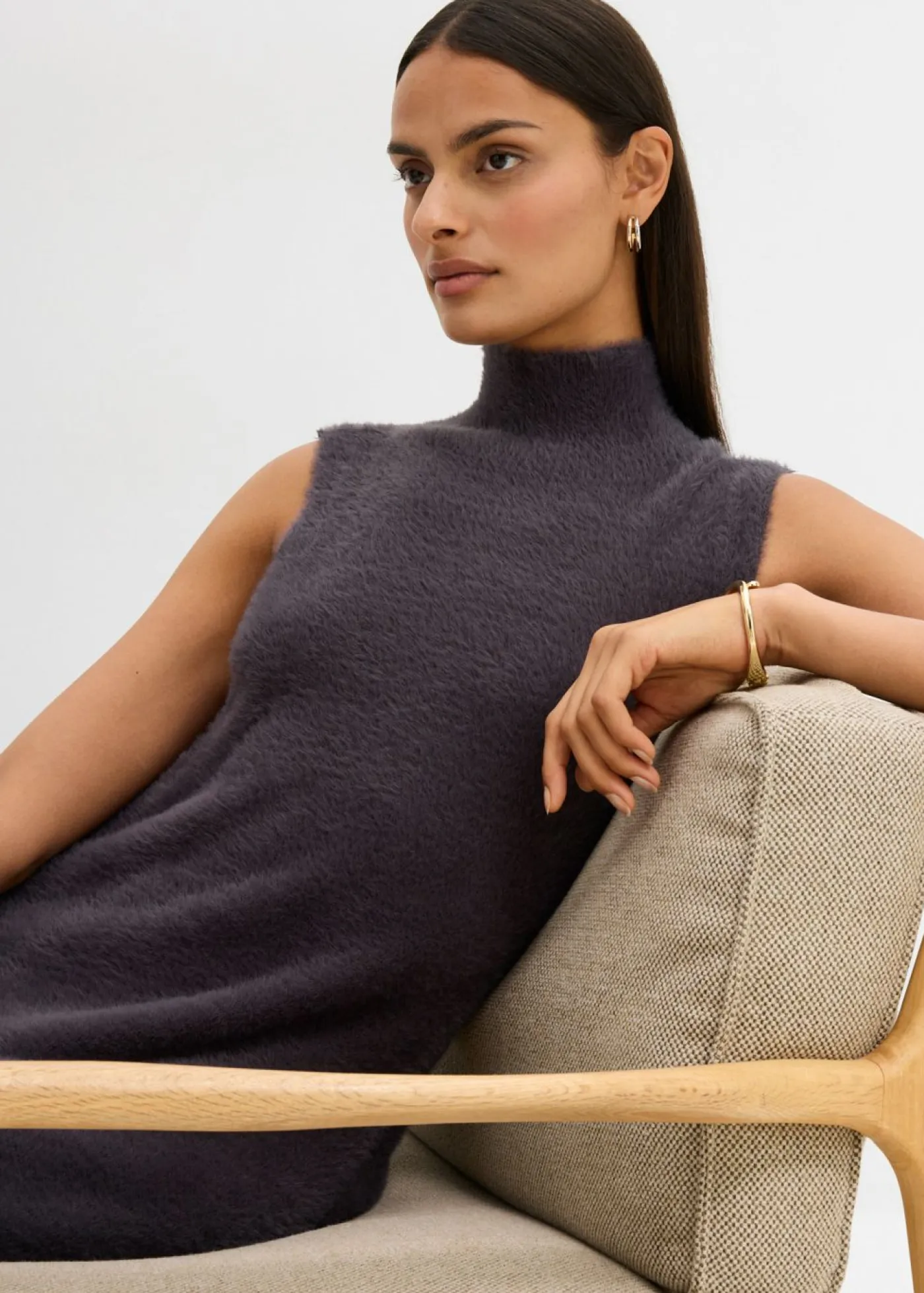 bonprix bonprix Esenciales|Vestidos>Vestido de punto de mezcla de viscosa Antracita jaspeado