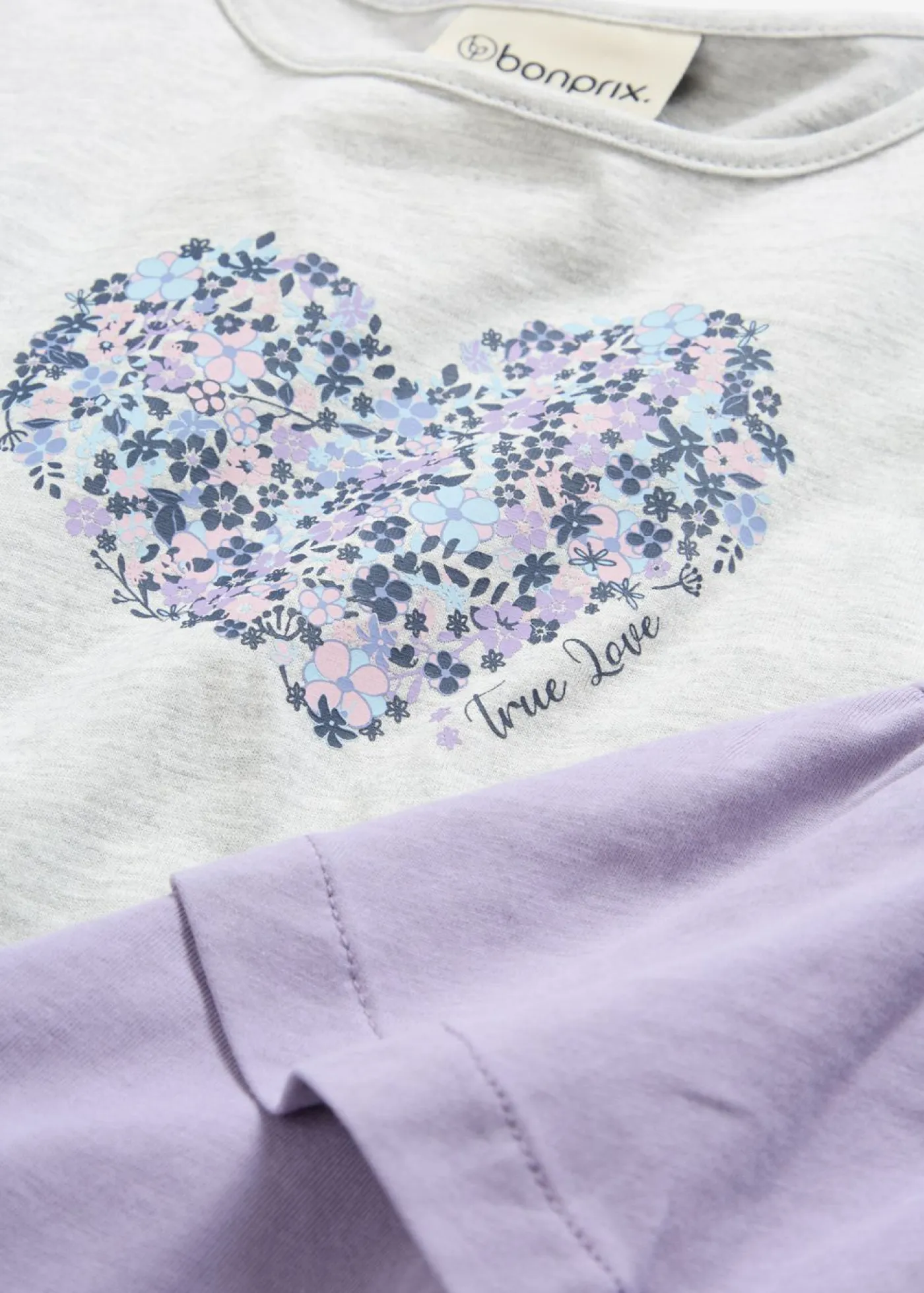 bonprix bonprix Ropa 2 A 9 Años·Vestidos Y Faldas|Ropa 2 A 9 Años·Multipack>Vestido de punto de puro algodón orgánico (2 unidades) gris claro jaspeado+violeta ahumado+azul marino