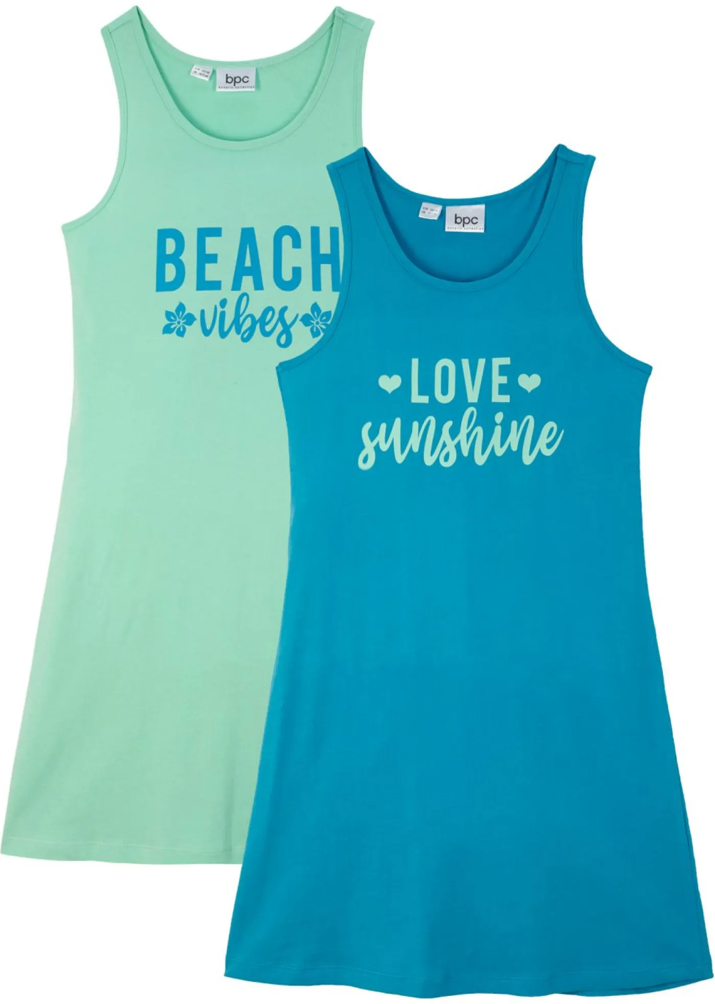 bonprix bonprix Ropa 9 A 16 Años·Vestidos Y Monos|Ropa 9 A 16 Años·Packs De Ropa>Vestido de punto de puro algodón orgánico (2 unidades) Turquesa medio + azul mentol