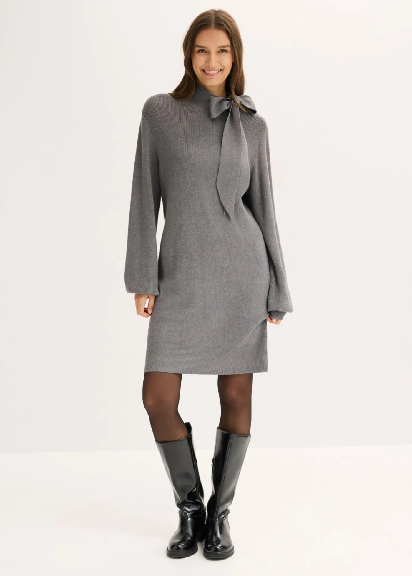 Mujer bonprix bonprix Vestido de punto de suave mezcla de viscosa con lazo