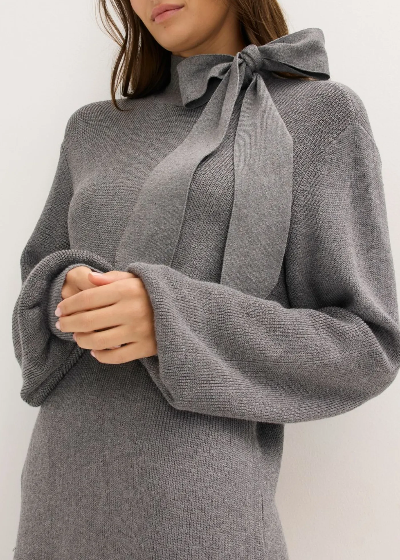 Mujer bonprix bonprix Vestido de punto de suave mezcla de viscosa con lazo