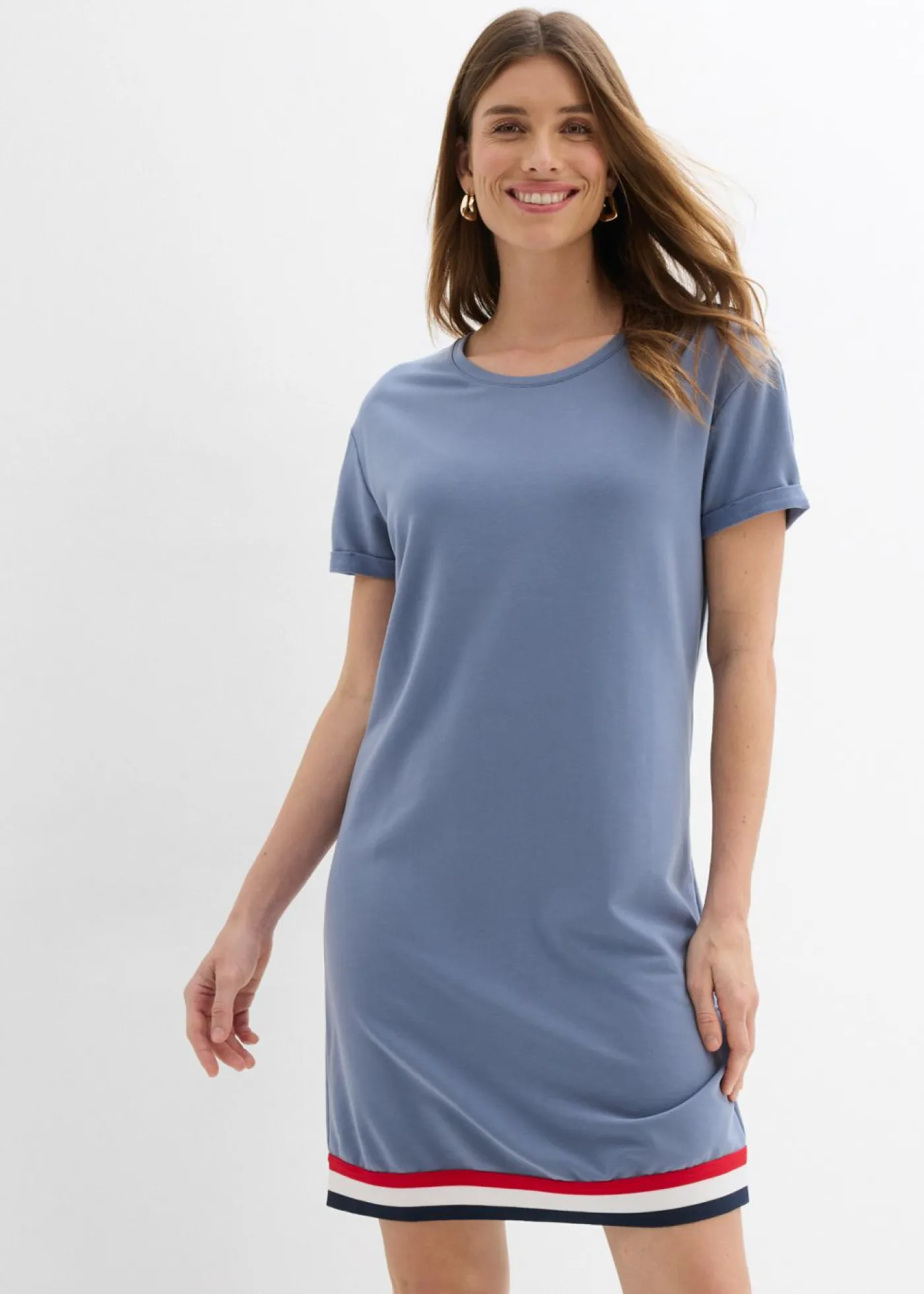 bonprix bonprix Ropa Cómoda|Vestidos>Vestido de punto de suave mezcla de viscosa Azul ahumado