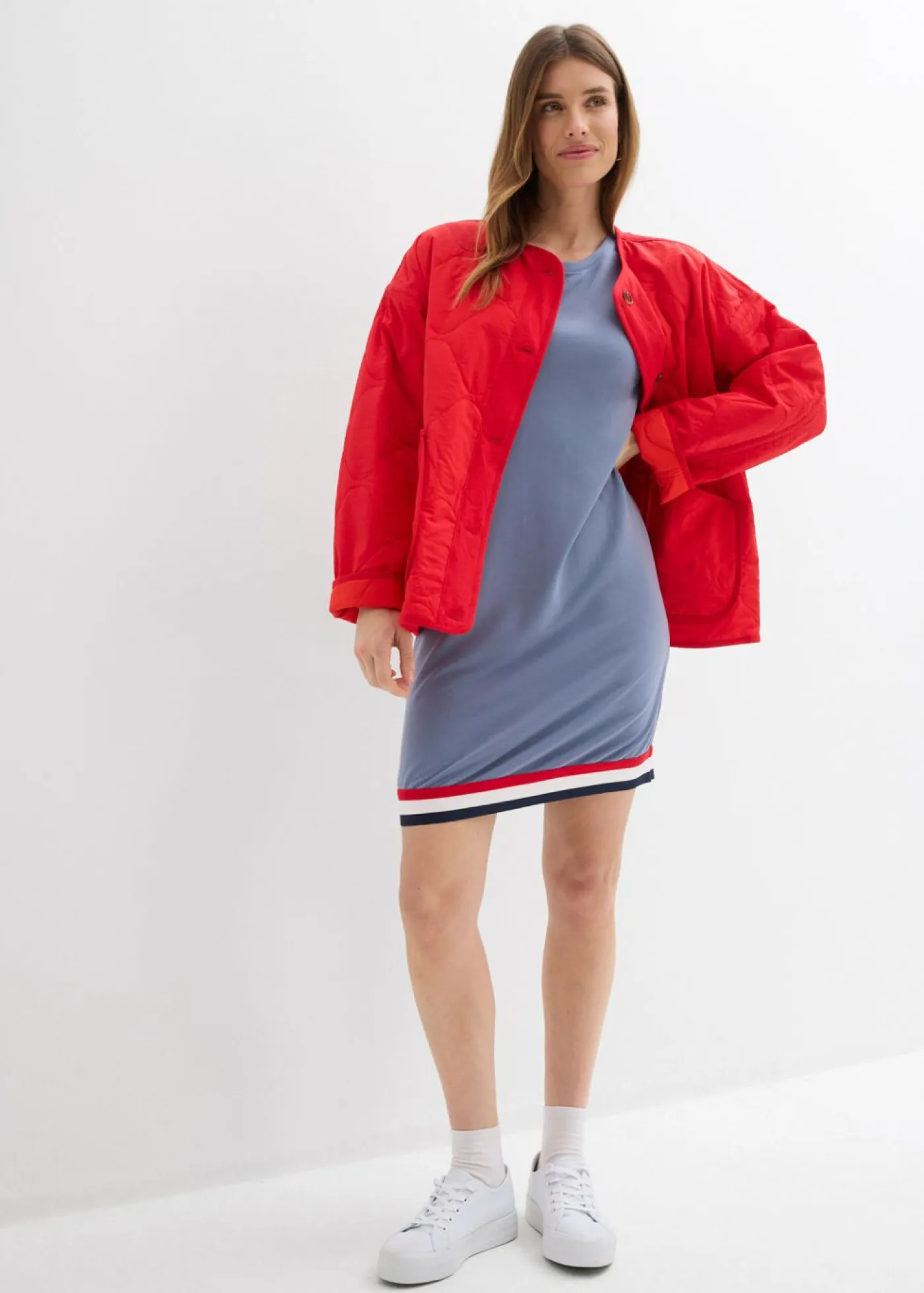 bonprix bonprix Ropa Cómoda|Vestidos>Vestido de punto de suave mezcla de viscosa Azul ahumado