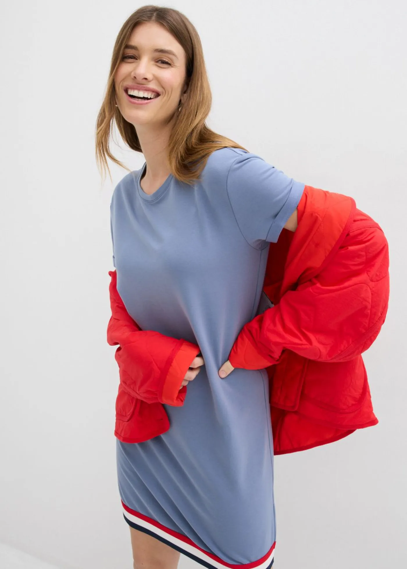 bonprix bonprix Ropa Cómoda|Vestidos>Vestido de punto de suave mezcla de viscosa Azul ahumado