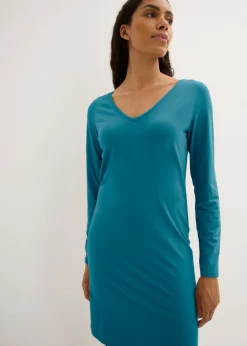 bonprix bonprix Básicos|Vestidos>Vestido de punto de viscosa (2 unidades) Rojo rubí/petróleo azul