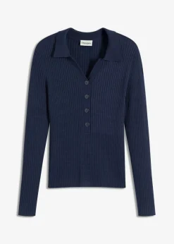 bonprix bonprix Jerséis|Ropa De Punto>Vestido de punto fino de mezcla de viscosa suave Azul marino