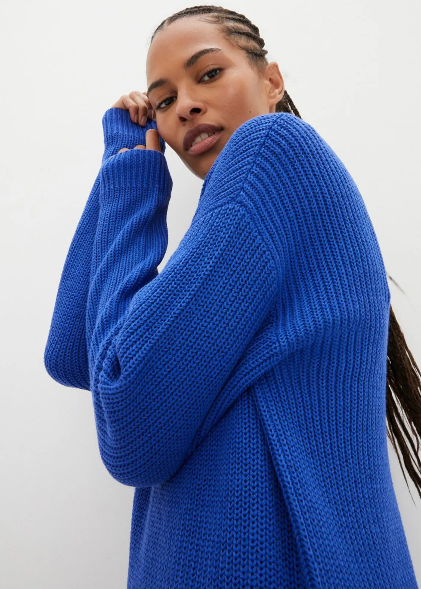 bonprix bonprix Vestidos|Ropa De Punto>Vestido de punto holgado de canalé Azul zafiro