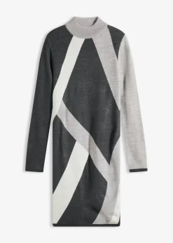 Mujer bonprix bonprix Vestido de punto jacquard con rayas modernas