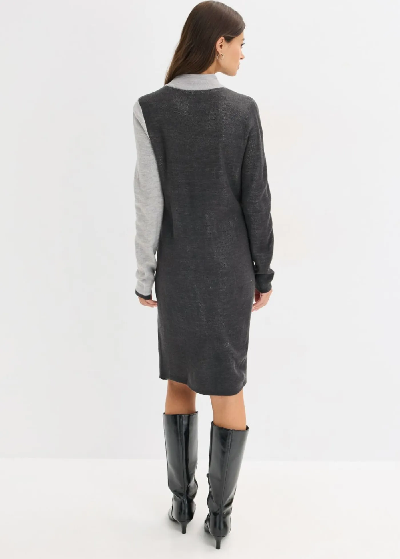 Mujer bonprix bonprix Vestido de punto jacquard con rayas modernas