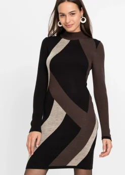 Mujer bonprix bonprix Vestido de punto jacquard con rayas modernas