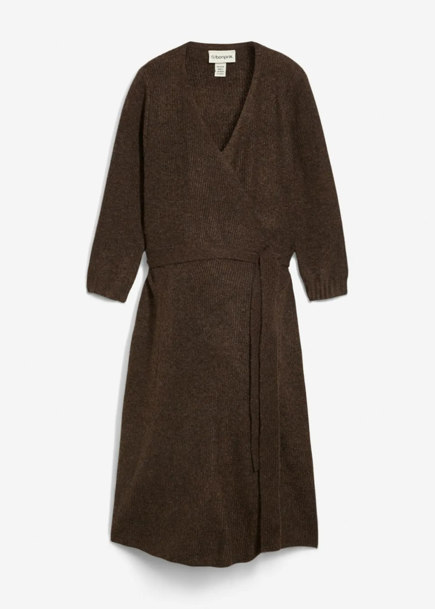 bonprix bonprix Premamá>Vestido de punto suave para el embarazo y la lactancia con mangas 3/4 Marrón jaspeado