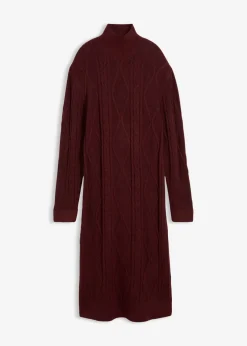 bonprix bonprix Vestidos|Ropa De Punto>Vestido de punto trenzado mora oscuro
