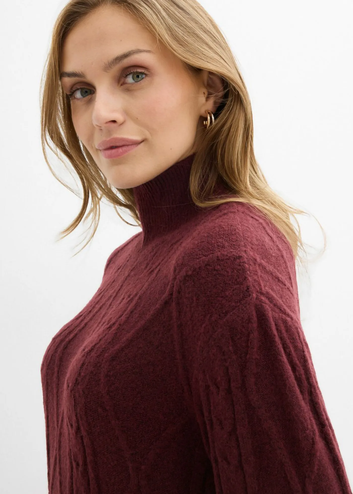 bonprix bonprix Vestidos|Ropa De Punto>Vestido de punto trenzado mora oscuro