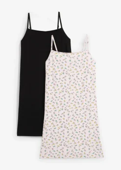 bonprix bonprix Ropa 9 A 16 Años·Vestidos Y Monos|Ropa 9 A 16 Años·Packs De Ropa>Vestido de punto (2 unidades) de mezcla de algodón elástico negro+orquídea claro