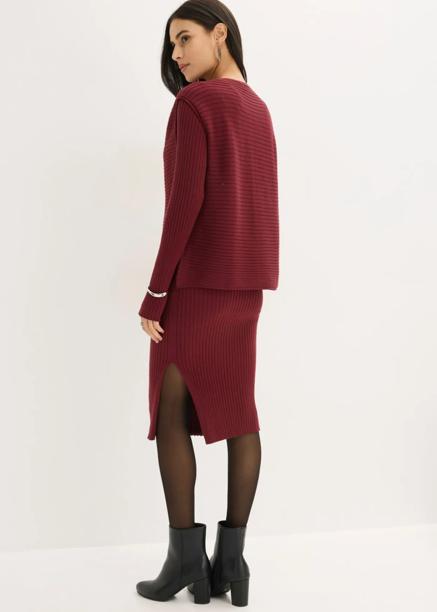 Mujer bonprix bonprix Vestido de punto y chaleco (2 piezas)