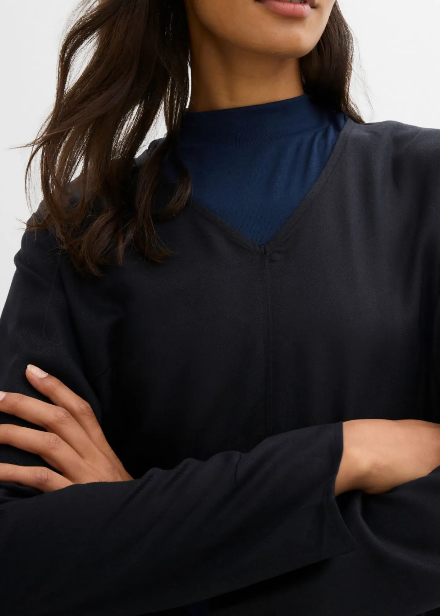 bonprix bonprix Esenciales|Vestidos>Vestido de sarga de lyocell fluido Negro