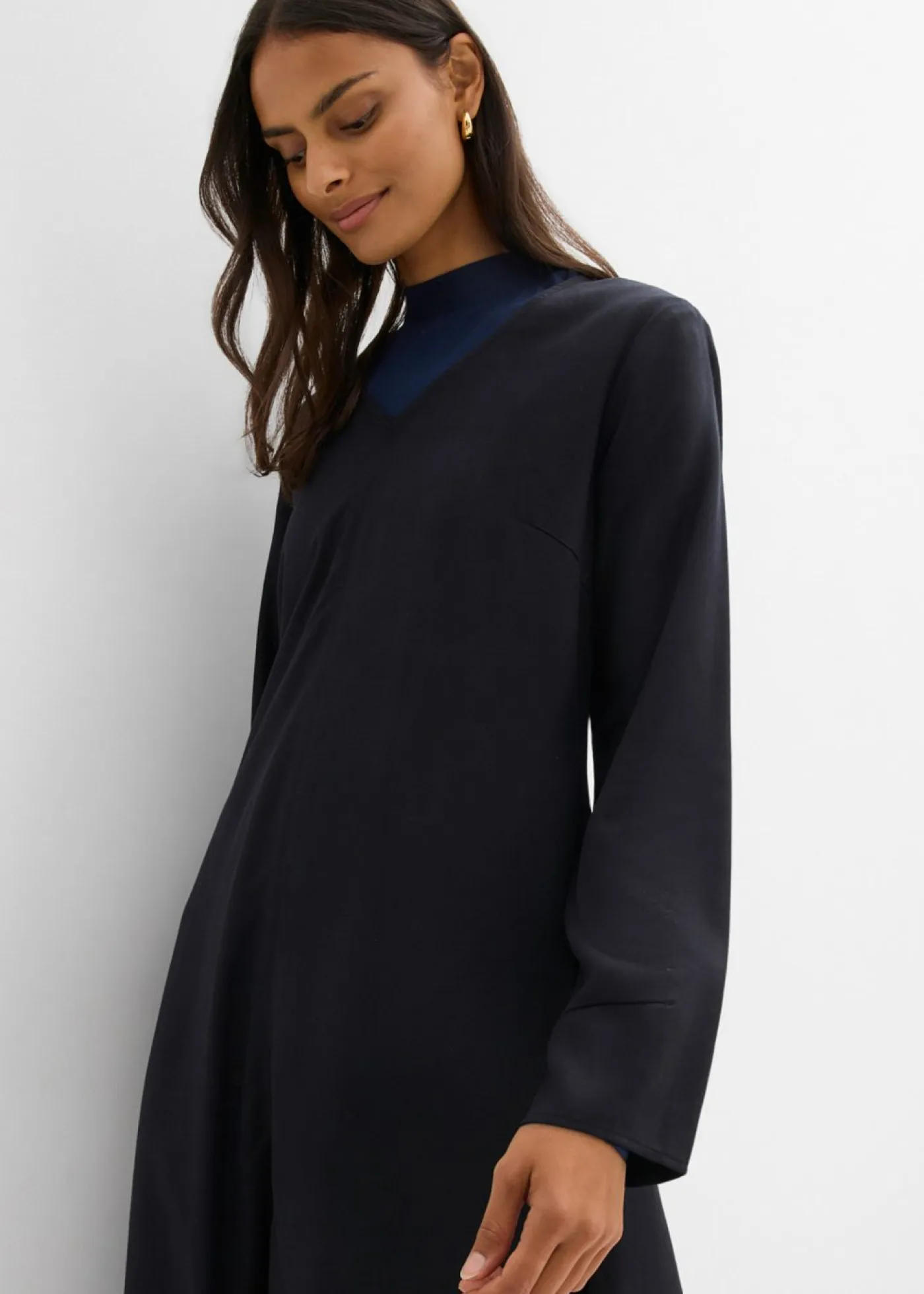 bonprix bonprix Esenciales|Vestidos>Vestido de sarga de lyocell fluido Negro