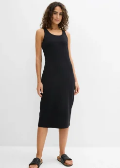 bonprix bonprix Básicos|Vestidos>Vestido de tirantes de algodón orgánico elástico Negro
