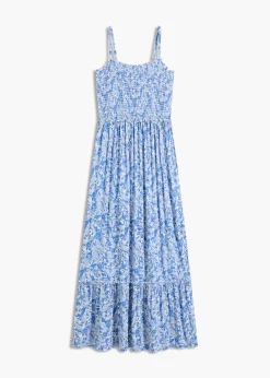 bonprix bonprix Vestidos>Vestido de tirantes de mezcla de viscosa Azul con patrón Paisley