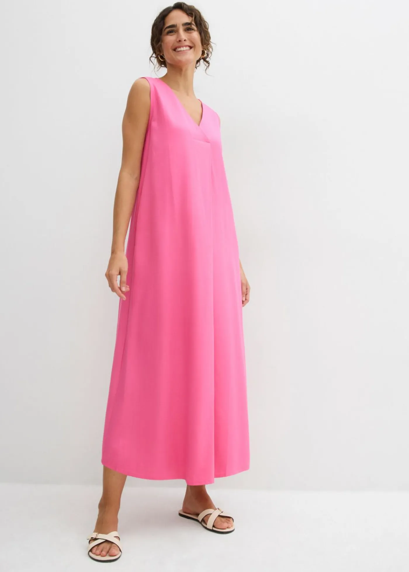 bonprix bonprix Vestidos>Vestido de tirantes de viscosa fluida Rosa
