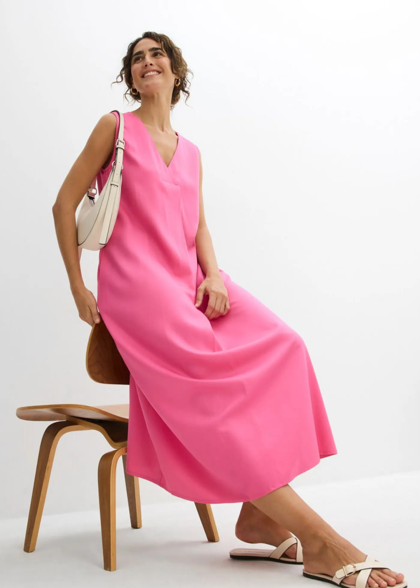 bonprix bonprix Vestidos>Vestido de tirantes de viscosa fluida Rosa