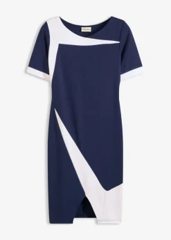 bonprix bonprix Vestidos>Vestido de tubo Azul marino-blanco