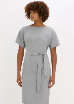 bonprix bonprix Vestidos>Vestido de tubo con mangas tipo murciélago Gris jaspeado