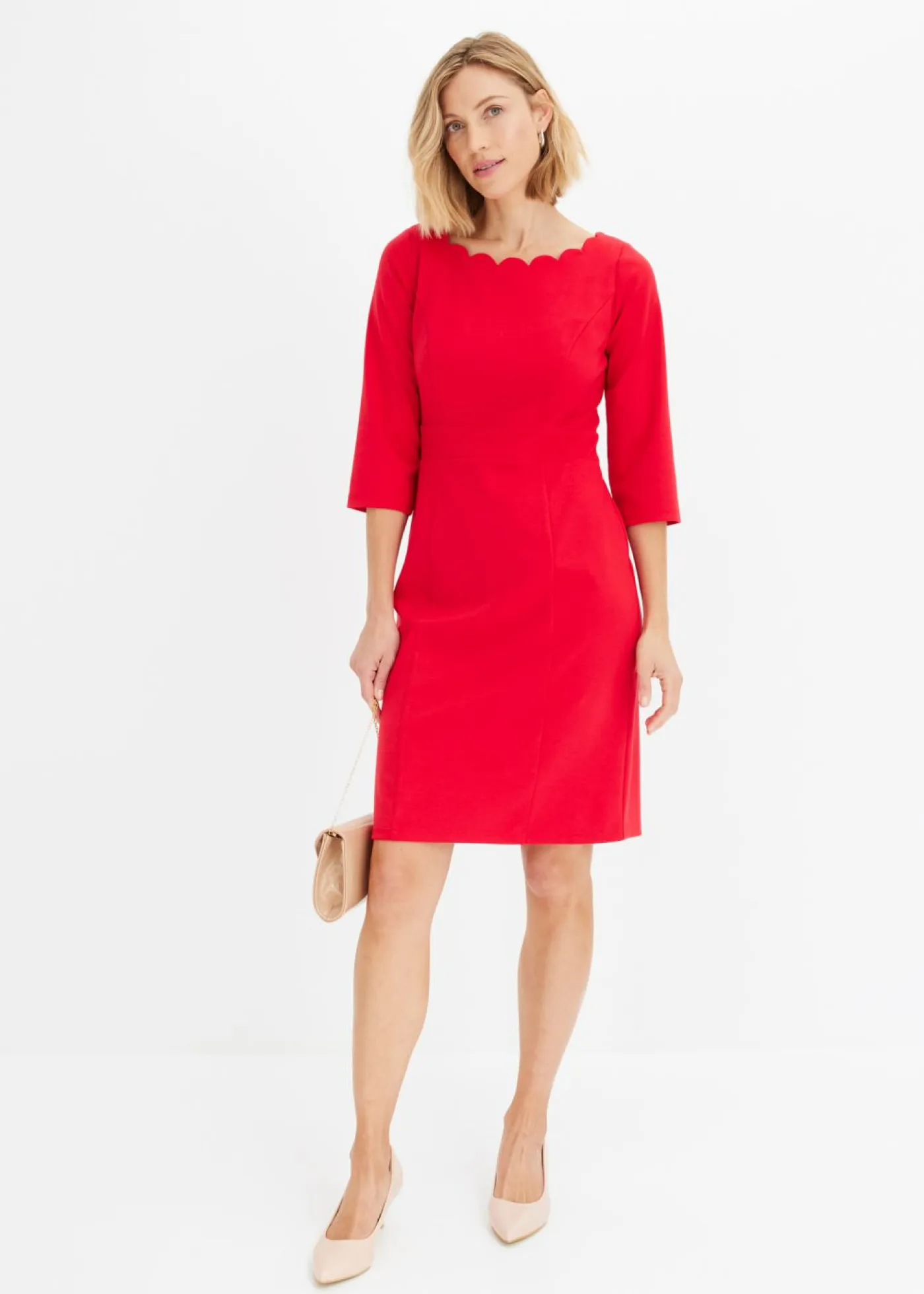 bonprix bonprix Vestidos>Vestido de tubo en Punto di Roma Rojo