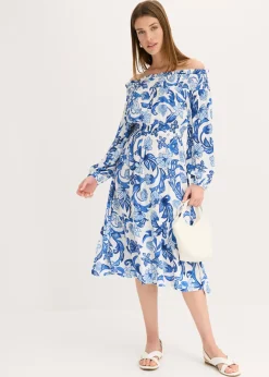 Mujer bonprix bonprix Vestido de viscosa estructurada con escote bañera