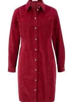 bonprix bonprix Vestidos>Vestido elástico de pana rojo castaño