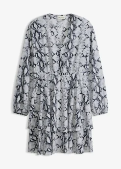 bonprix bonprix Vestidos>Vestido estampado Negro-blanco con estampado de serpiente