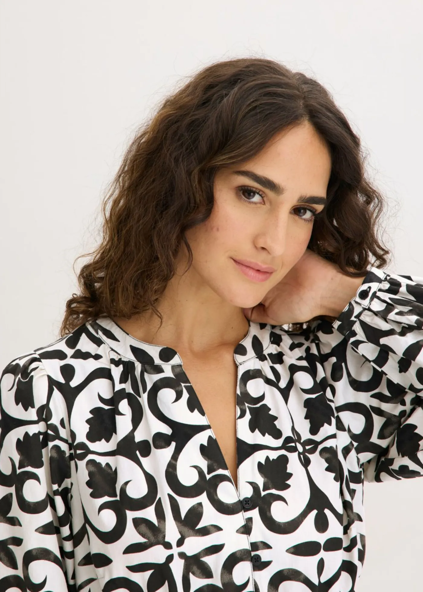 bonprix bonprix Vestidos>Vestido estampado blanco-negro estampado