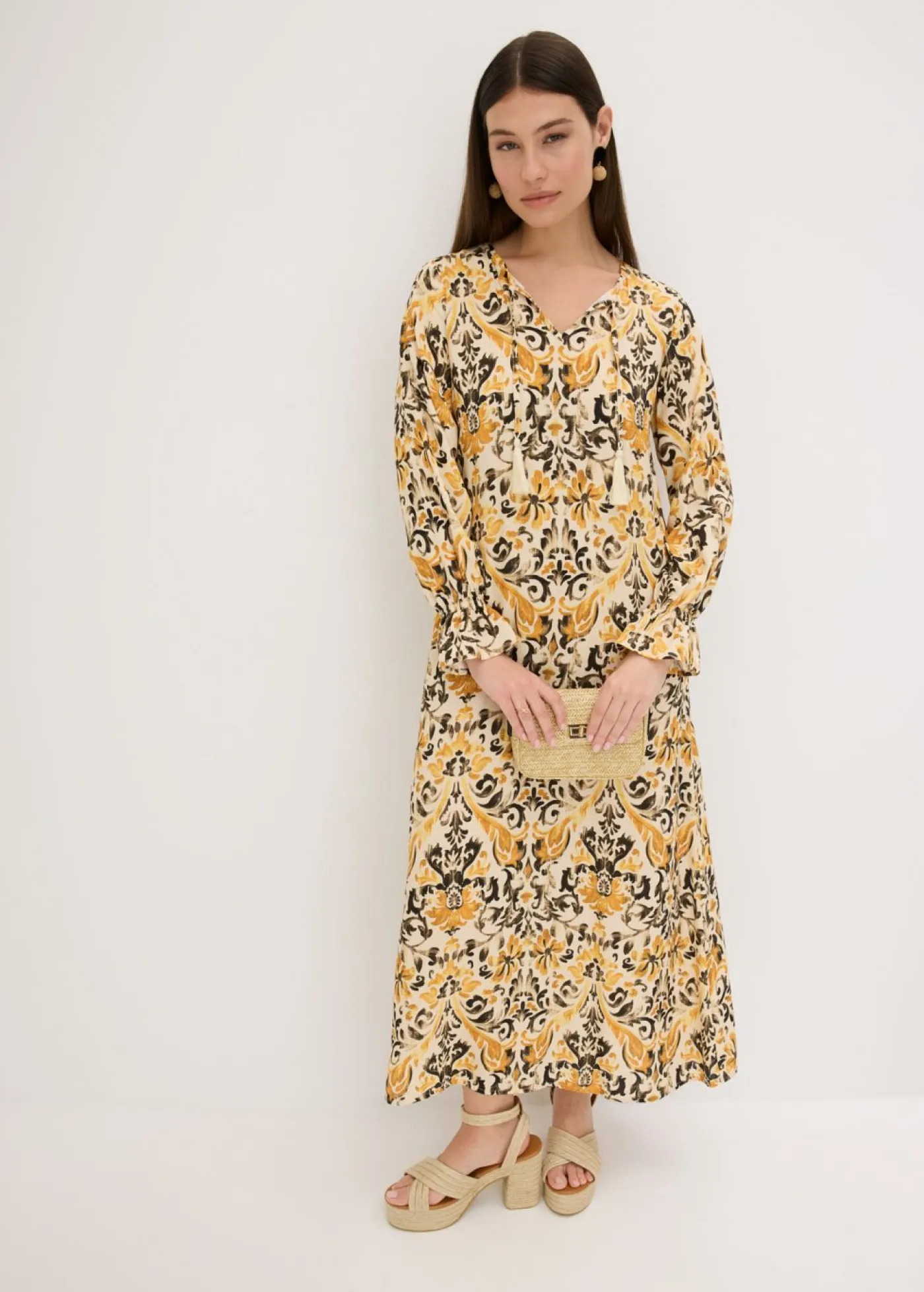 Mujer bonprix bonprix Vestido estampado tipo caftán de viscosa fluida