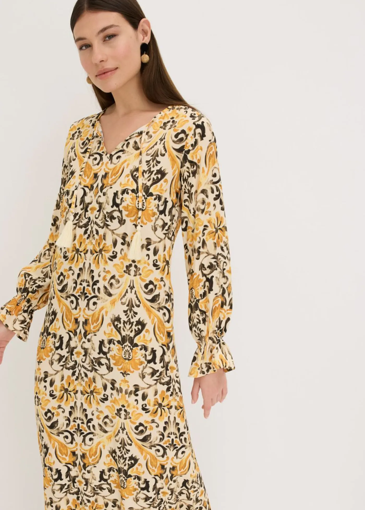 Mujer bonprix bonprix Vestido estampado tipo caftán de viscosa fluida