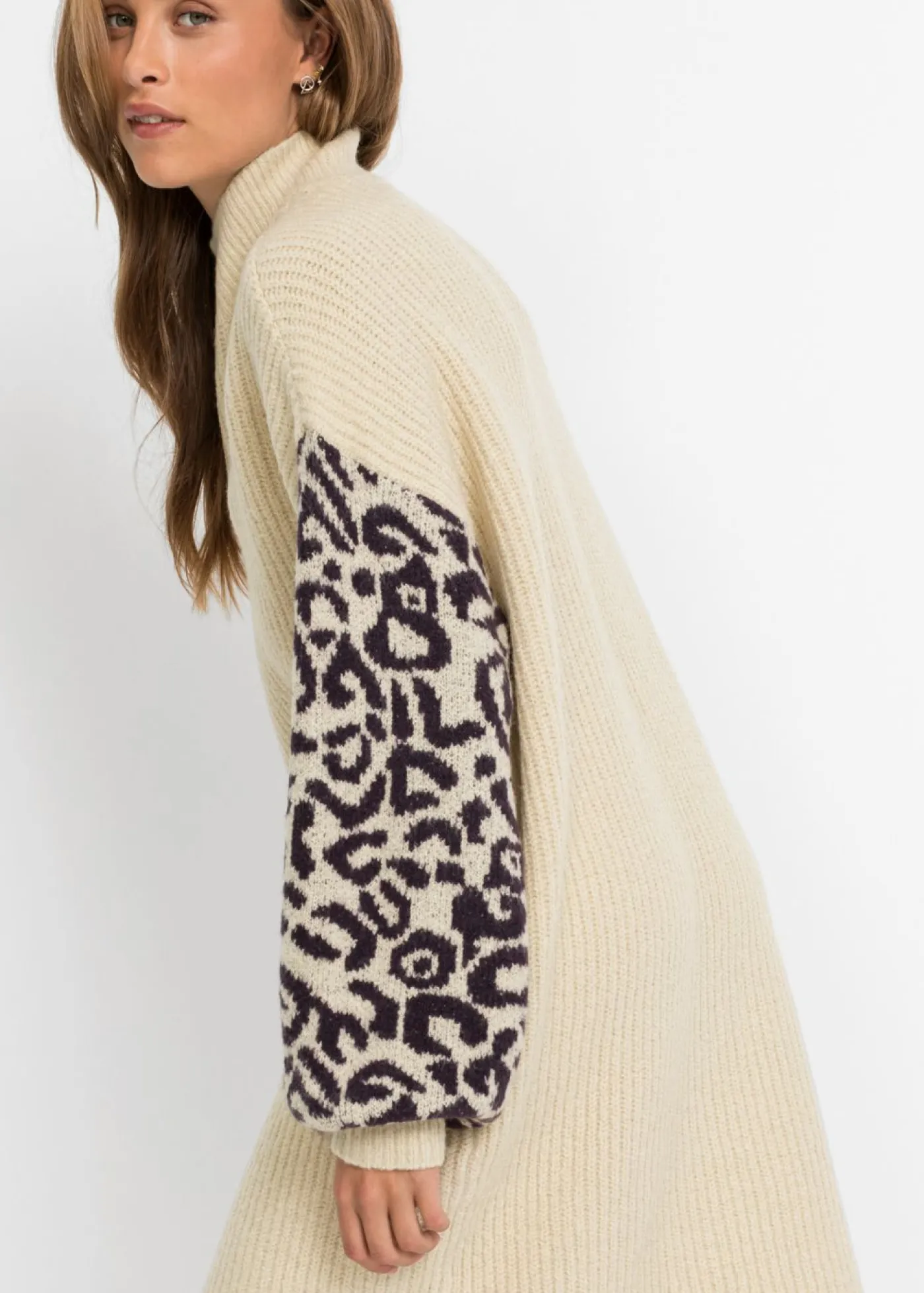 Mujer bonprix bonprix Vestido holgado de punto con estampado de leopardo