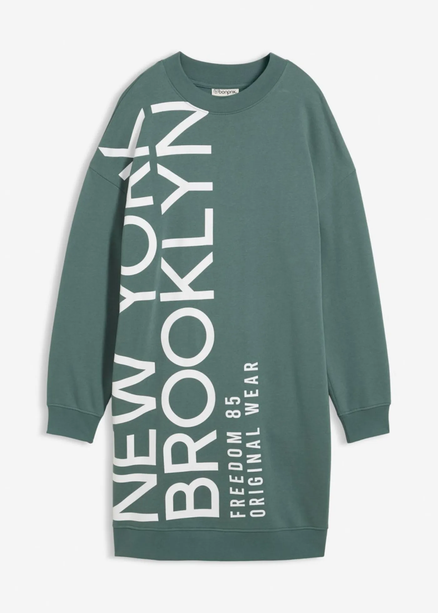 bonprix bonprix Ropa Cómoda|Vestidos>Vestido holgado tipo sudadera en suave mezcla de algodón Verde grisáceo