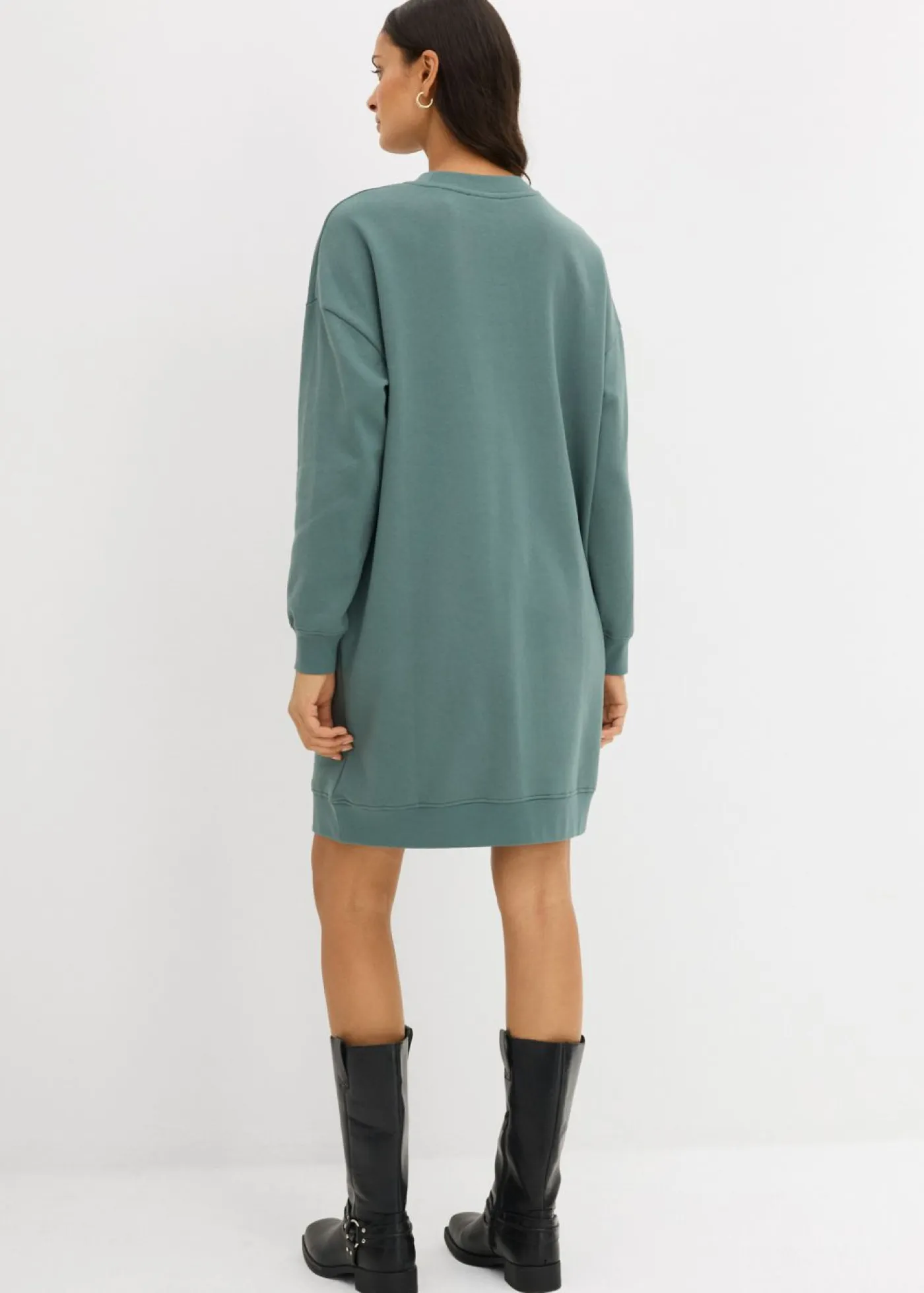 bonprix bonprix Ropa Cómoda|Vestidos>Vestido holgado tipo sudadera en suave mezcla de algodón Verde grisáceo