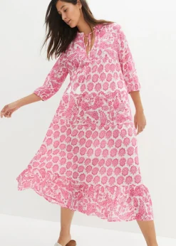 Mujer bonprix bonprix Vestido largo arrugado de algodón con bolsillos