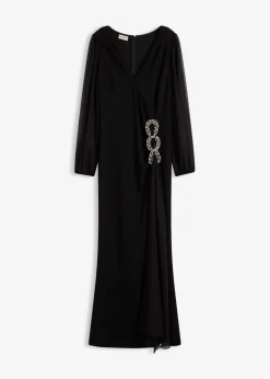 bonprix bonprix Vestidos|Ropa Elegante>Vestido largo con aplicación de piedras brillantes Negro