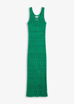 bonprix bonprix Vestidos>Vestido largo con aspecto de ganchillo verde gema