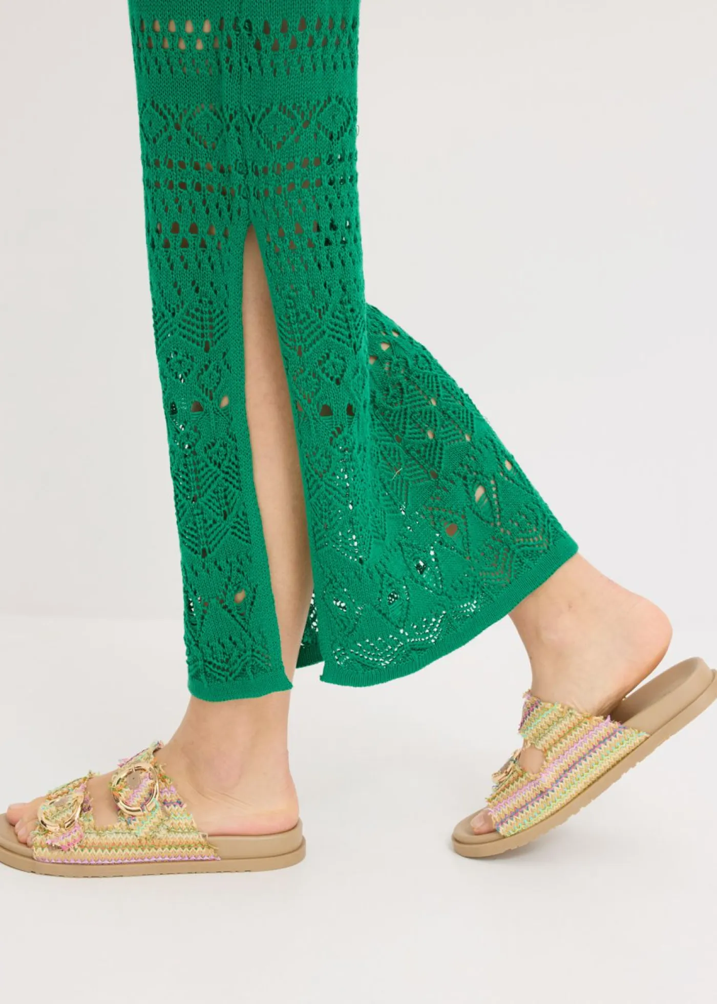 bonprix bonprix Vestidos>Vestido largo con aspecto de ganchillo verde gema