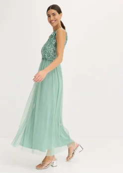 Mujer bonprix bonprix Vestido largo con bordado de lentejuelas