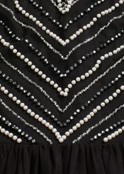 bonprix bonprix Vestidos|Ropa Elegante>Vestido largo con bordado de perlas Negro-plata