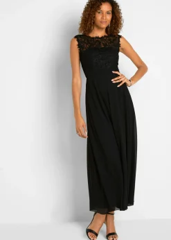 bonprix bonprix Novedades>Vestido largo con encaje Negro