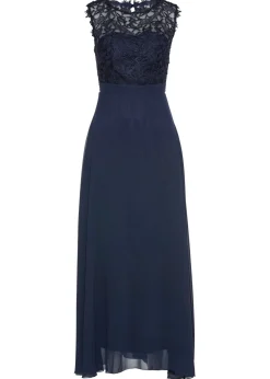 bonprix bonprix Tallas Pequeñas>Vestido largo con encaje Azul marino