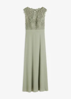 bonprix bonprix Vestidos|Tallas Pequeñas>Vestido largo con encaje Verde alga