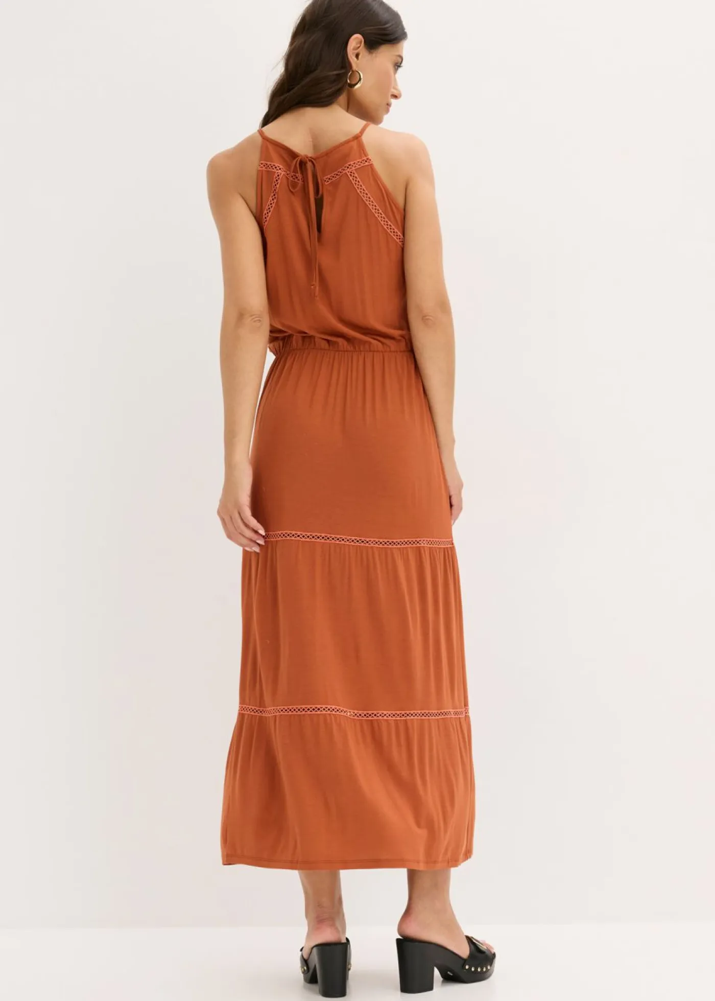 bonprix bonprix Vestidos>Vestido largo con insertos de ganchillo óxido