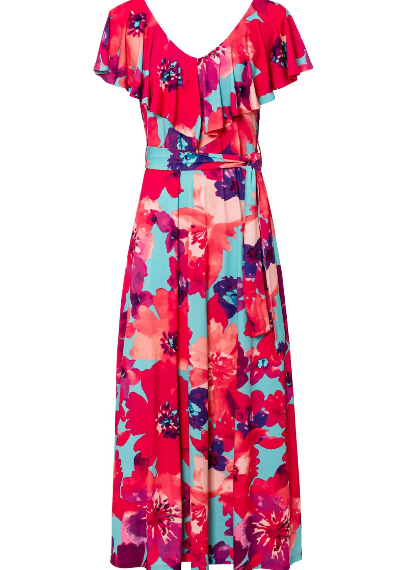 Mujer bonprix bonprix Vestido largo con volante y cinturón